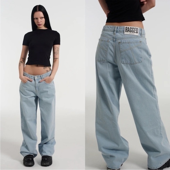 The Ragged Priest Light Wash Release Wide Leg Jean Baggy Casual Streetwear 26 - Picture 1 of 11